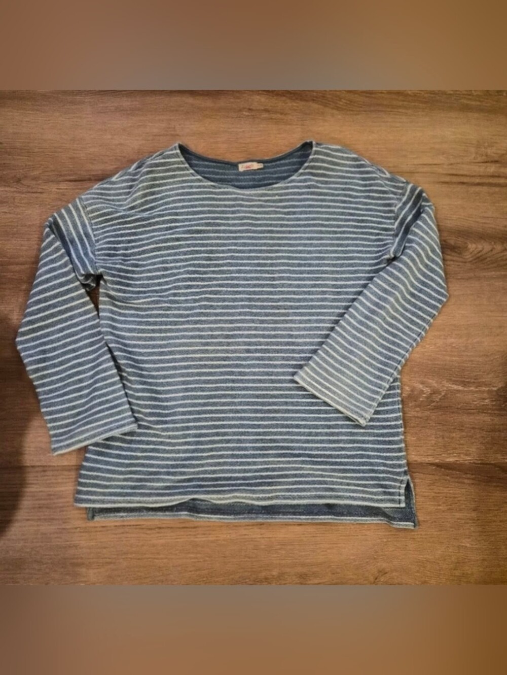 Faherty Navy and White Striped Long Sleeve Knit Sweater